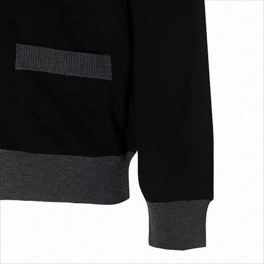 Classic V-Neck Cardigan With Ribbed Details And Logo Embroidery
