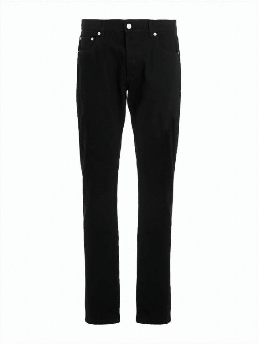 Classic Tailored Black Straight Pants with Subtle Logo