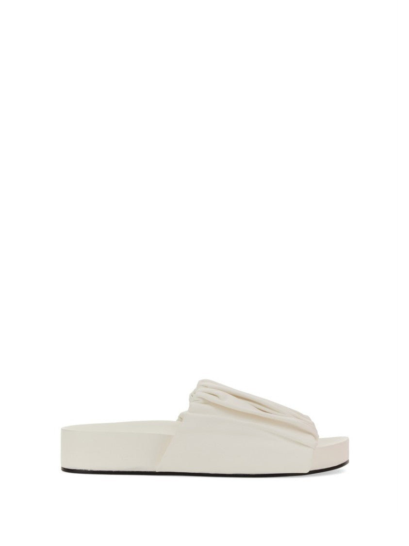 Gathered Calfskin Sandals With Design