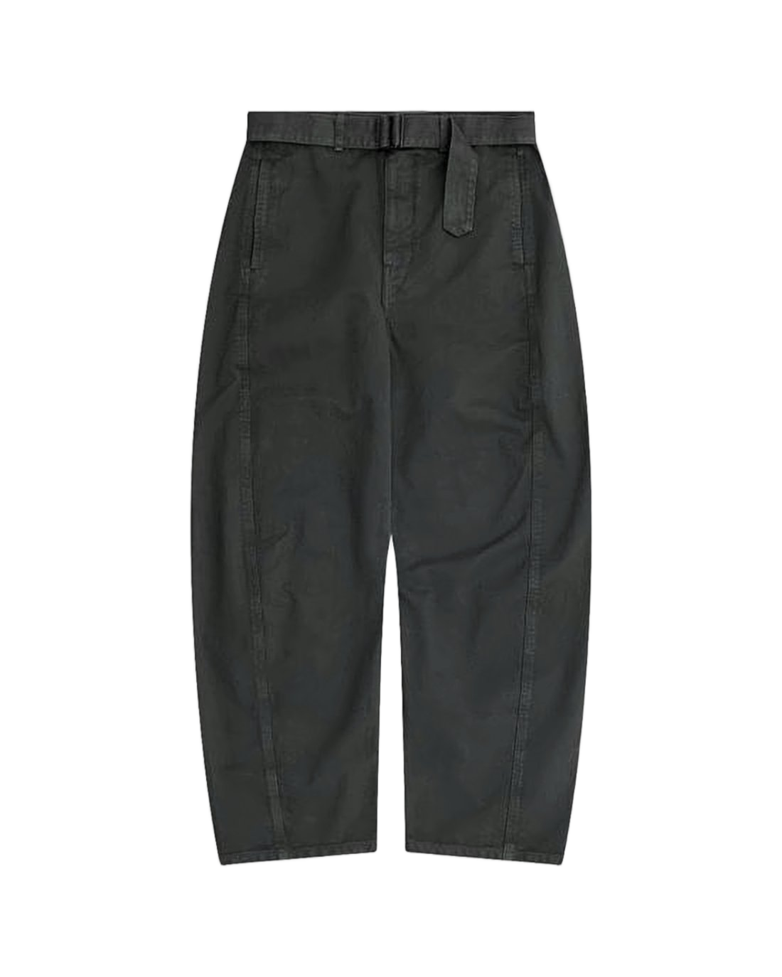 High-Waisted Black Denim Pants with Belted Waist