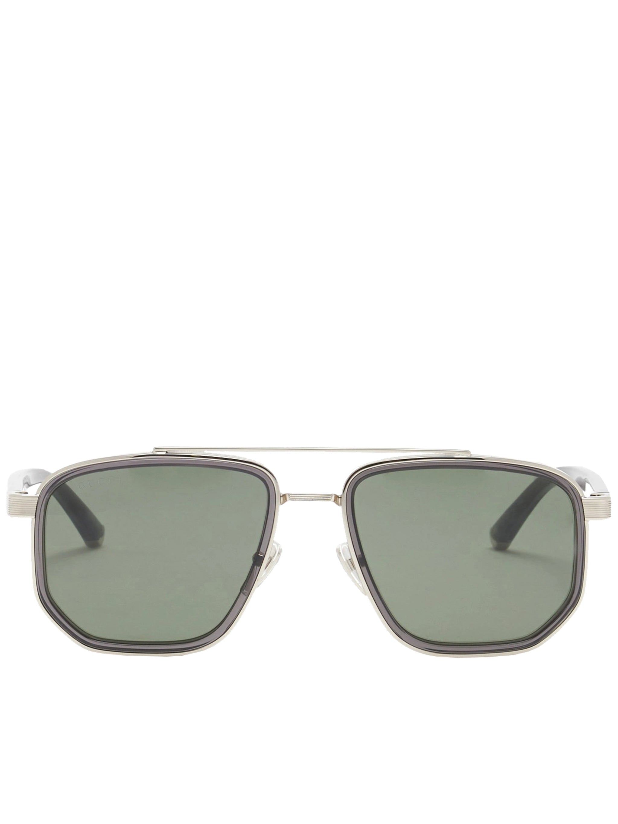 Silver Silver Metallic Angular Rectangular Sunglasses