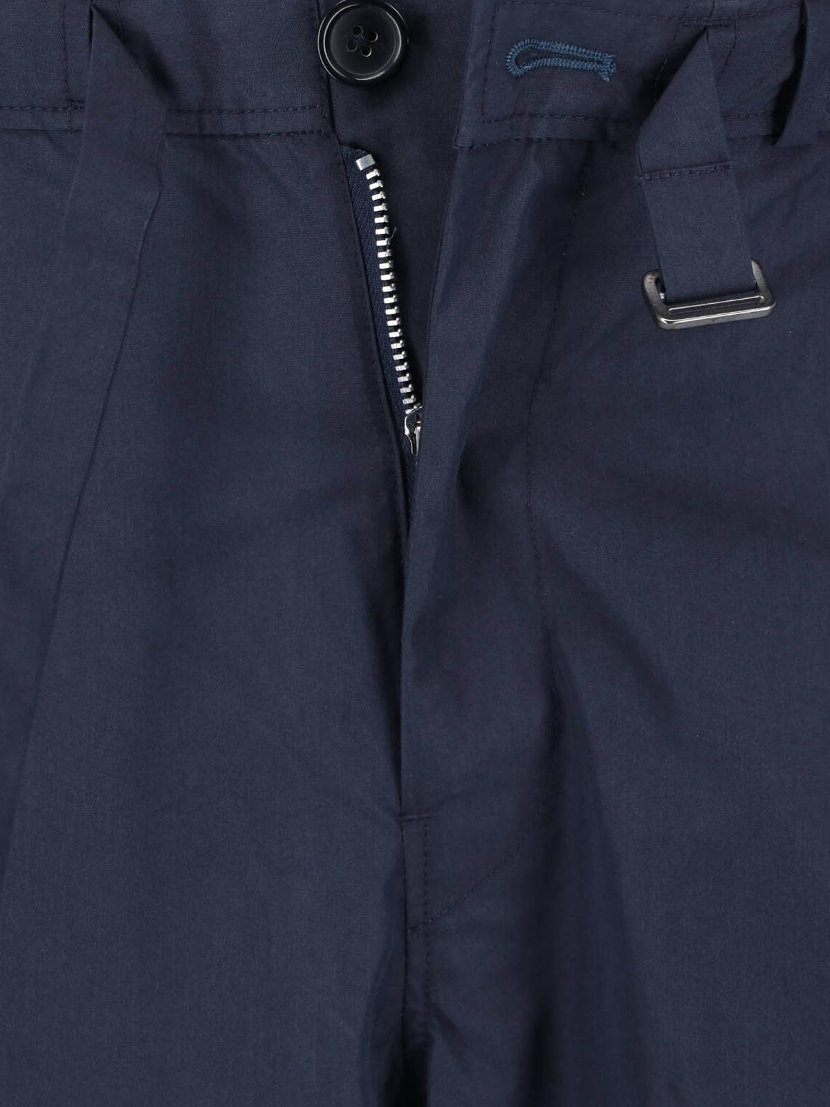 Blue Mid-Rise Cotton Blend Cargo Pants