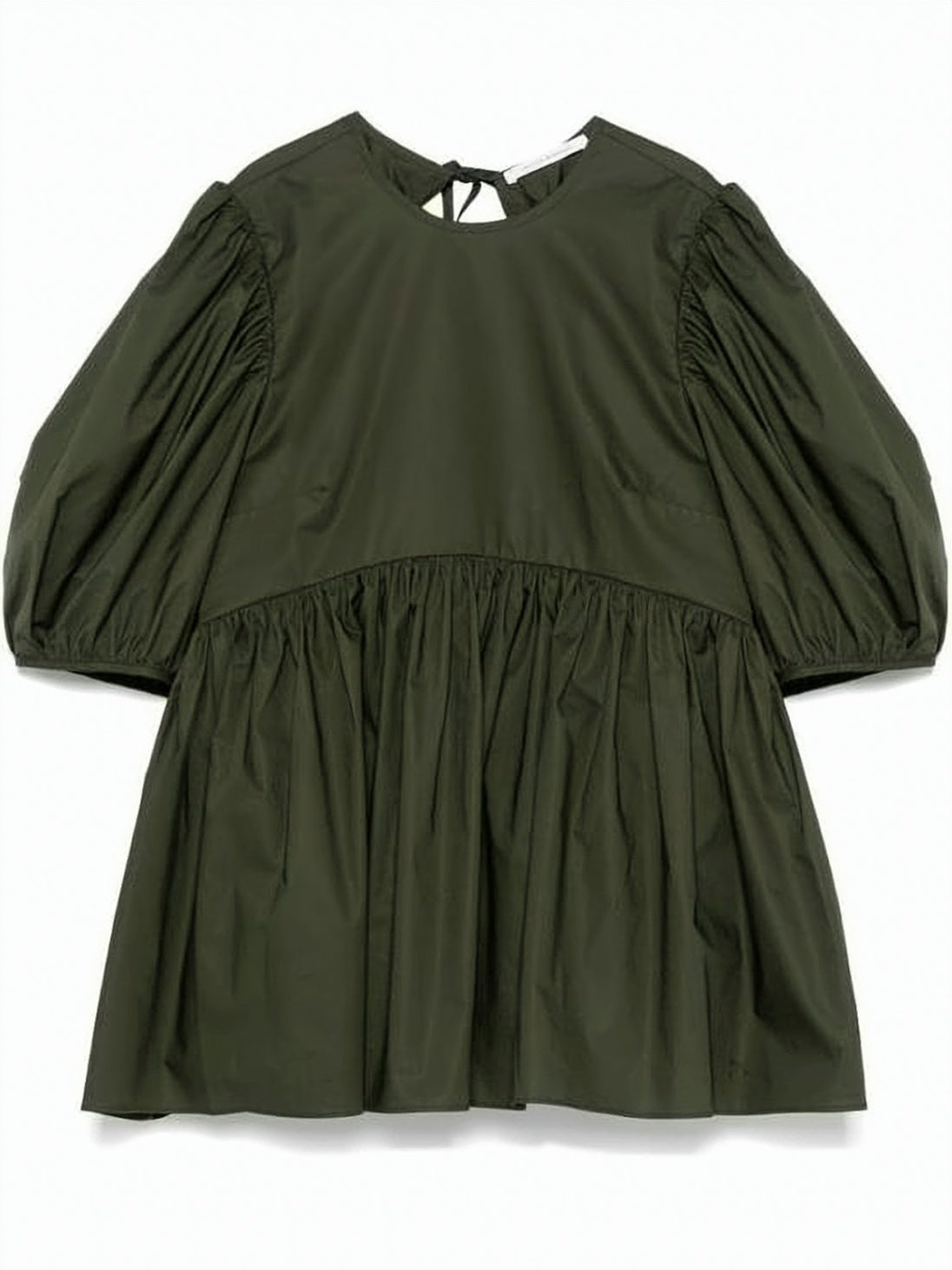 Gathered Peplum Top with Puffed Sleeves