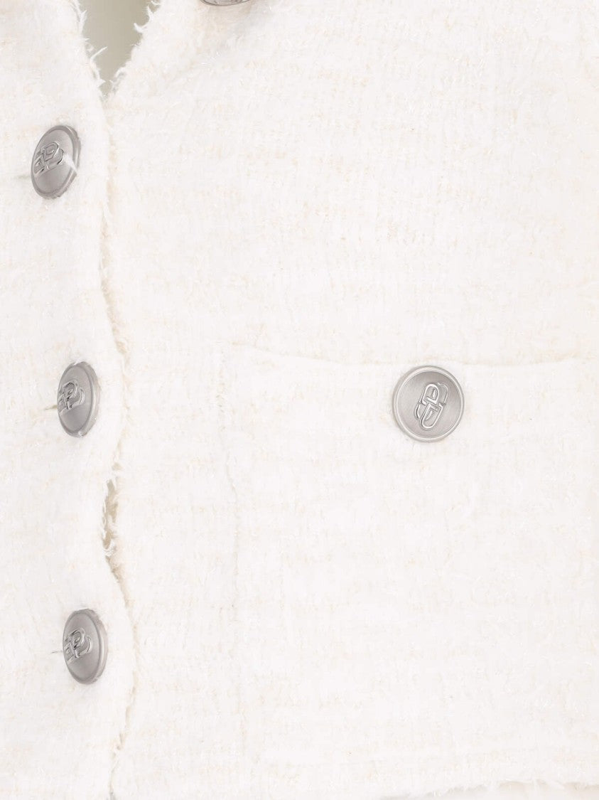 Crop Button Cardigan – White