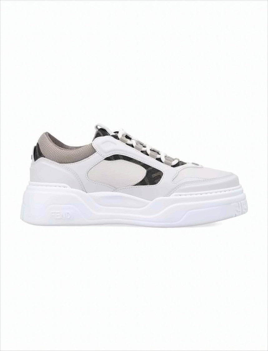 Panelled White Sneakers with Sole
