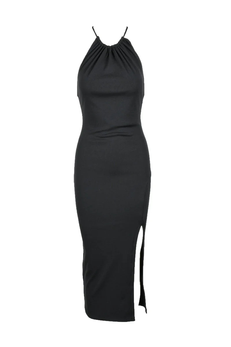 Long Viscose Dress - Black