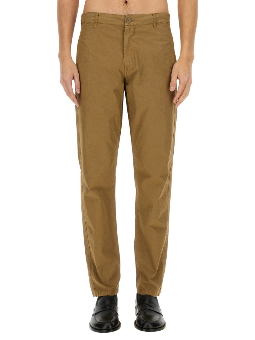 Relaxed-Fit Brown Chino Pants With Subtle Sheen