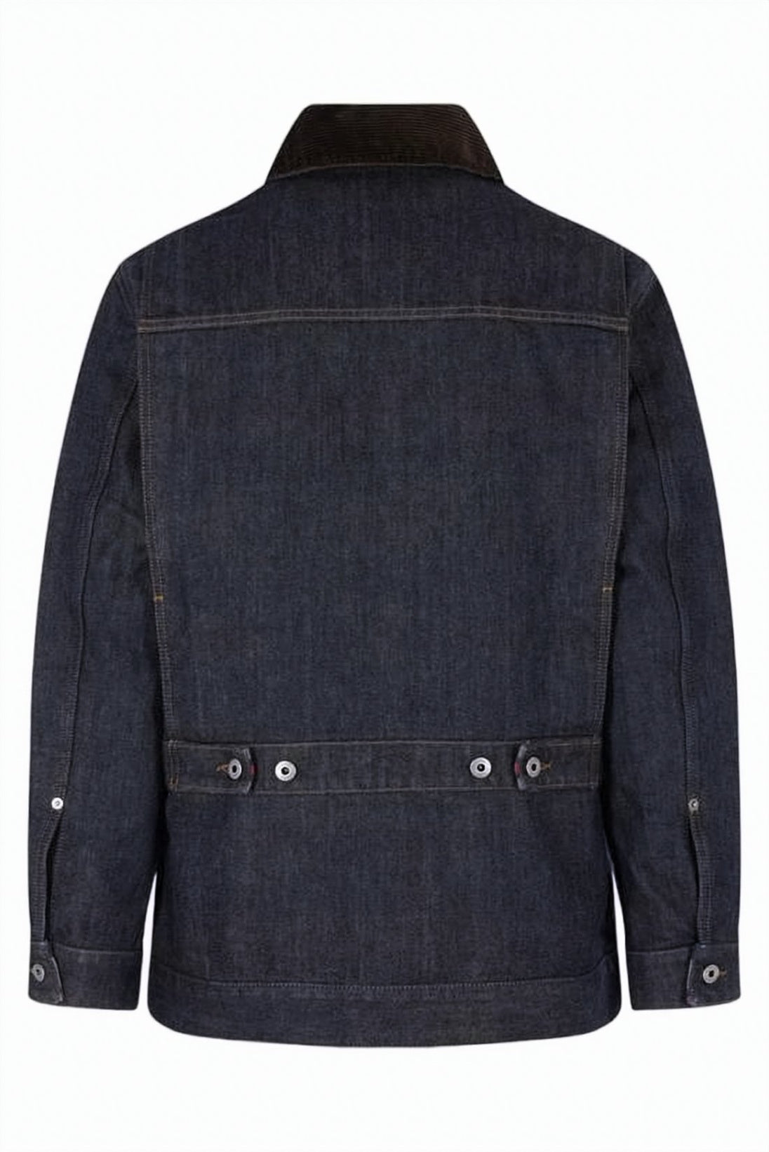 Structured Denim Jacket With Corduroy Collar And Branded Buttons
