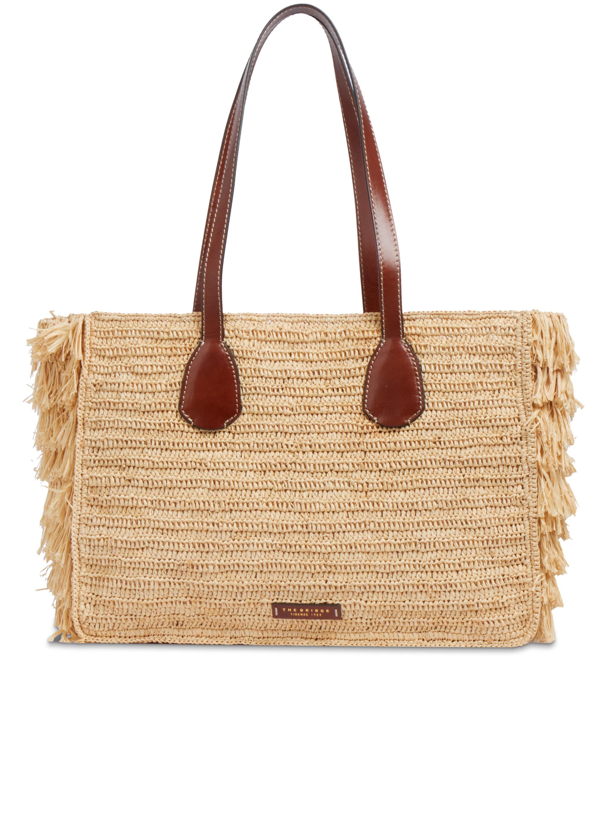 Shopping Rectangular Straw Fringed Tote Bag