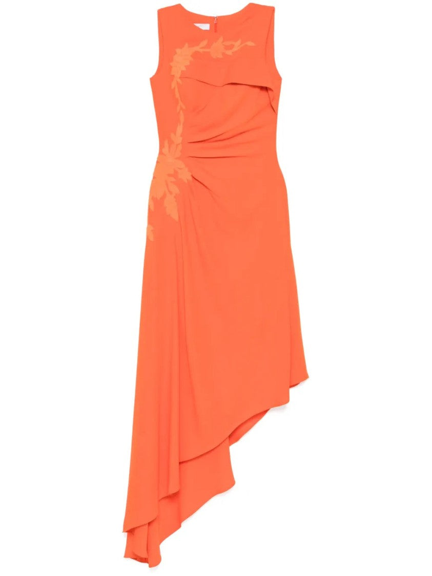 Crepe, High-Low Dress With Matching Embroidery