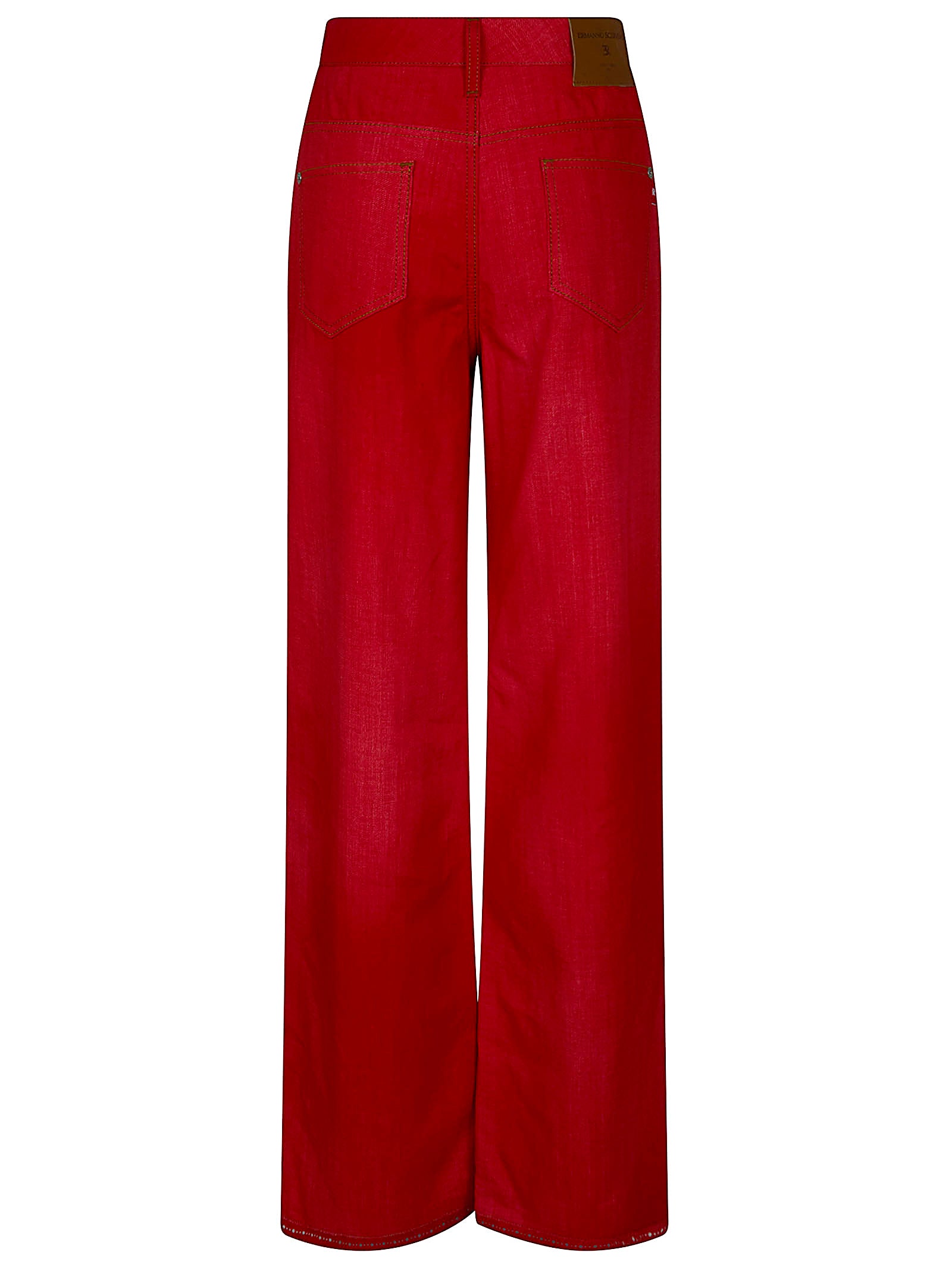 Straight-Leg High-Waist Jeans In Rich Deep Red