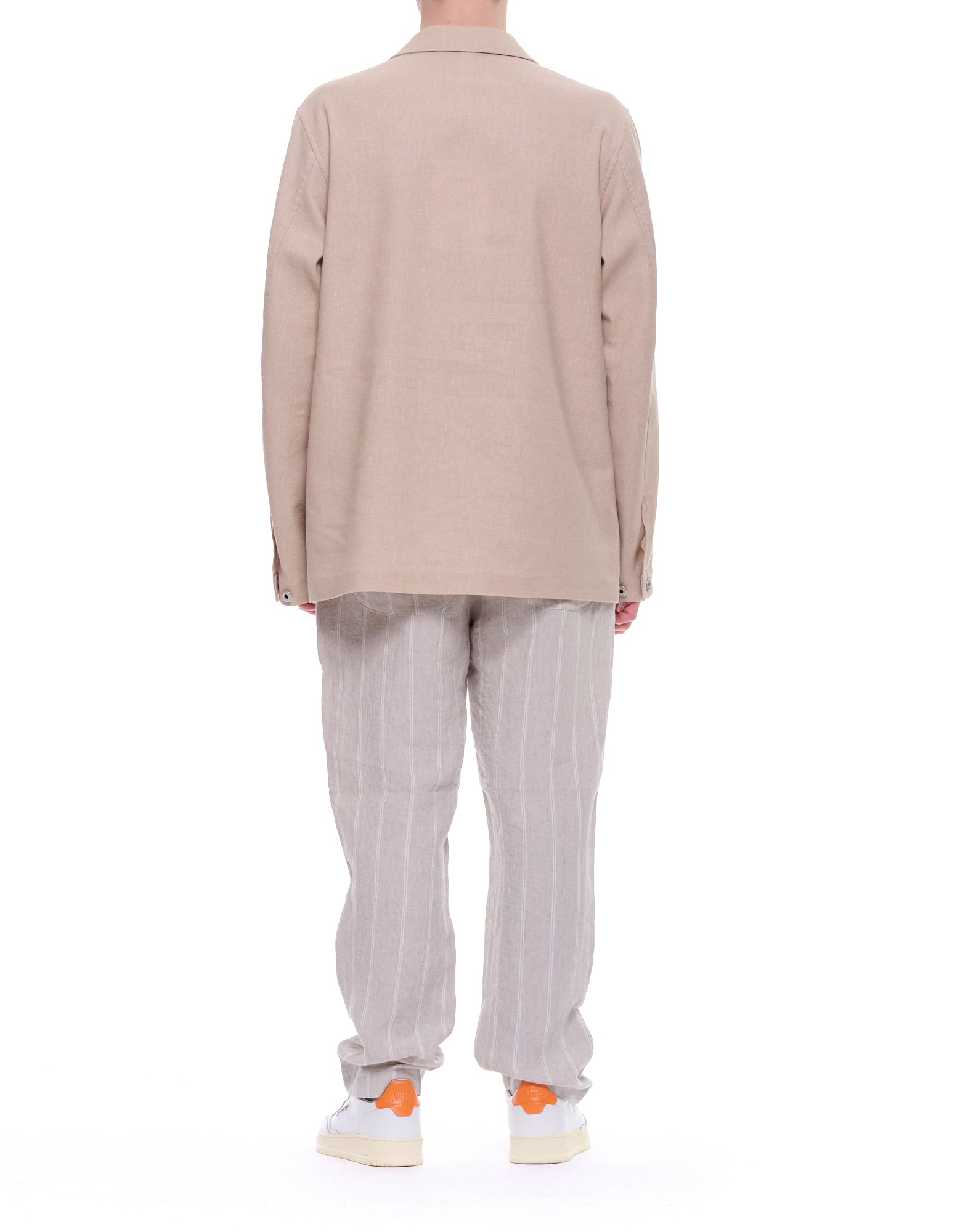 Light Grey Oxnard Striped Linen Trousers