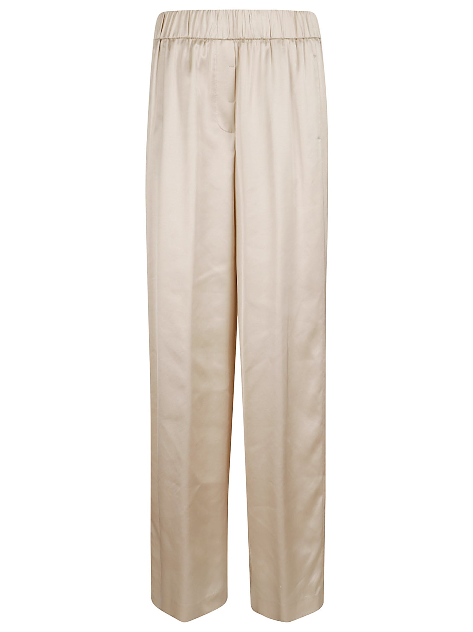 Relaxed Straight-Leg Trousers with Satin-Like Finish