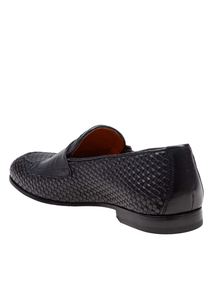 Woven Leather Double Adler Moccasin With Double Buckle