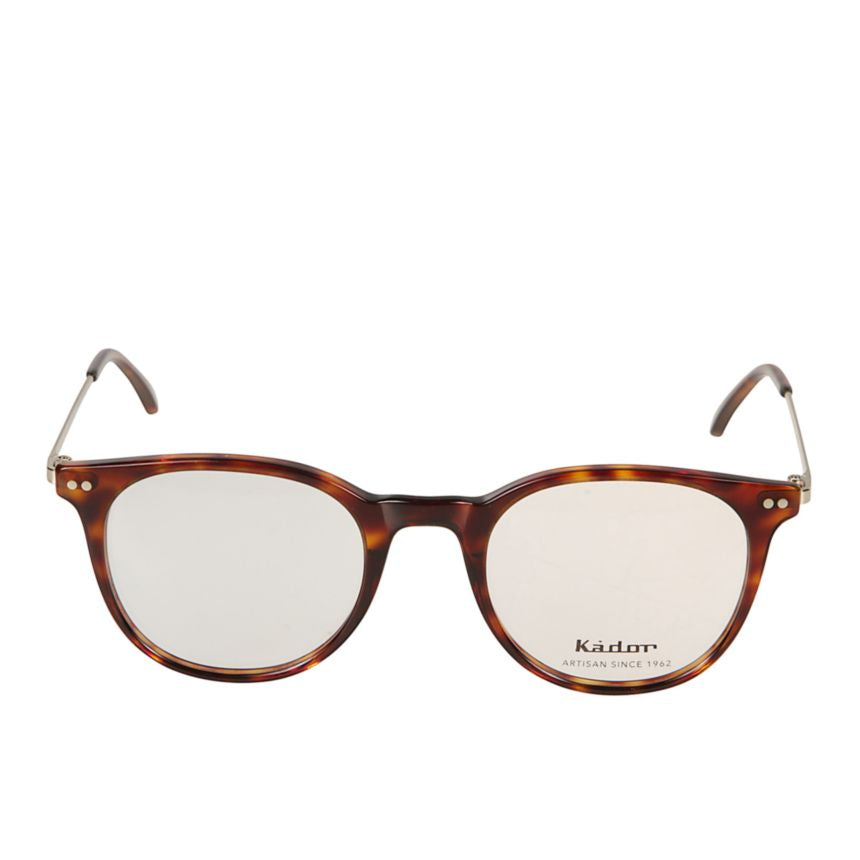Harry Round Tortoiseshell Frame Eyeglasses with Metallic Temples