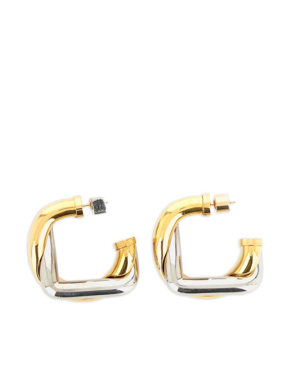 Two-Tone Brass Open Hoop Earrings