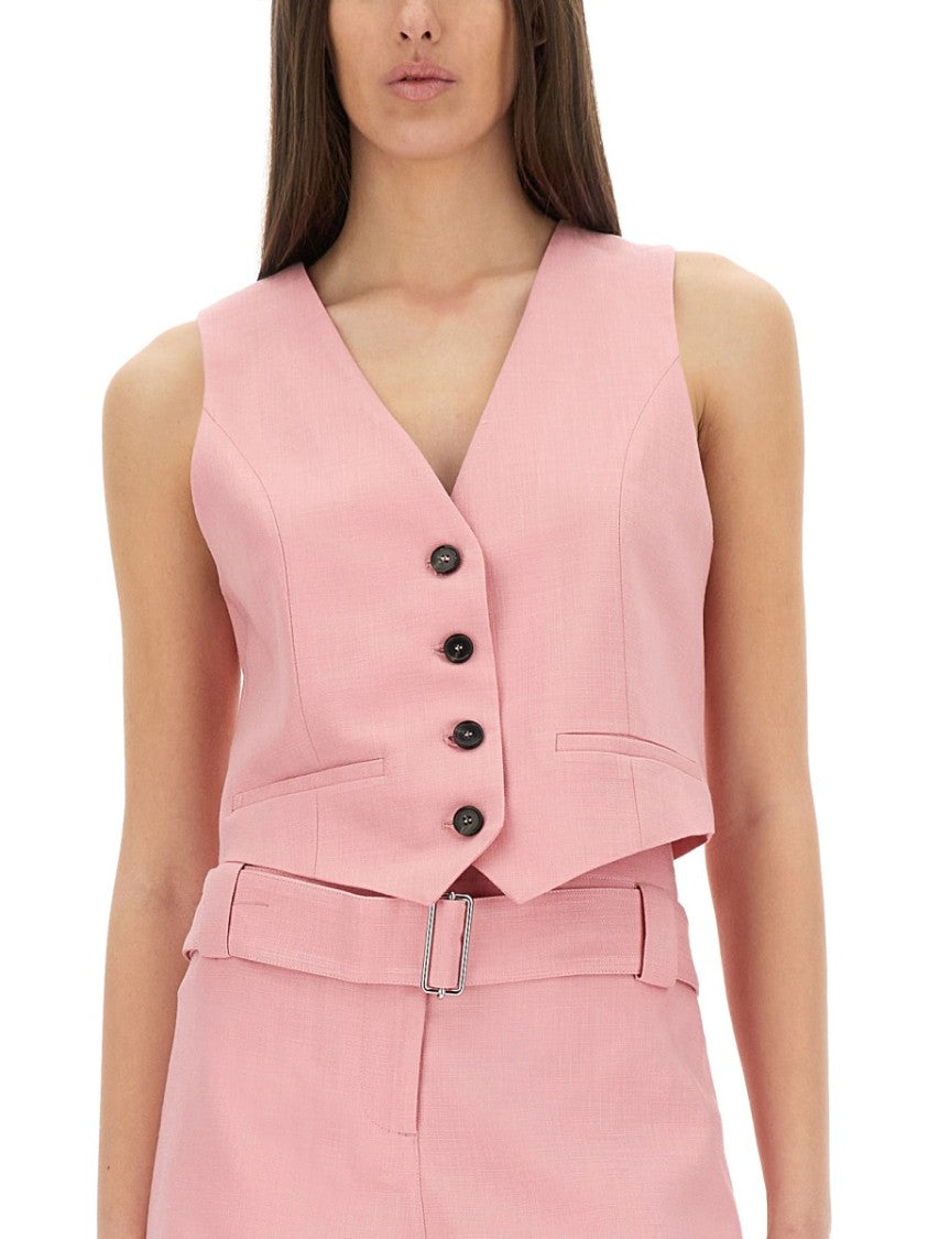 Cropped Vest With Deep V-Neckline