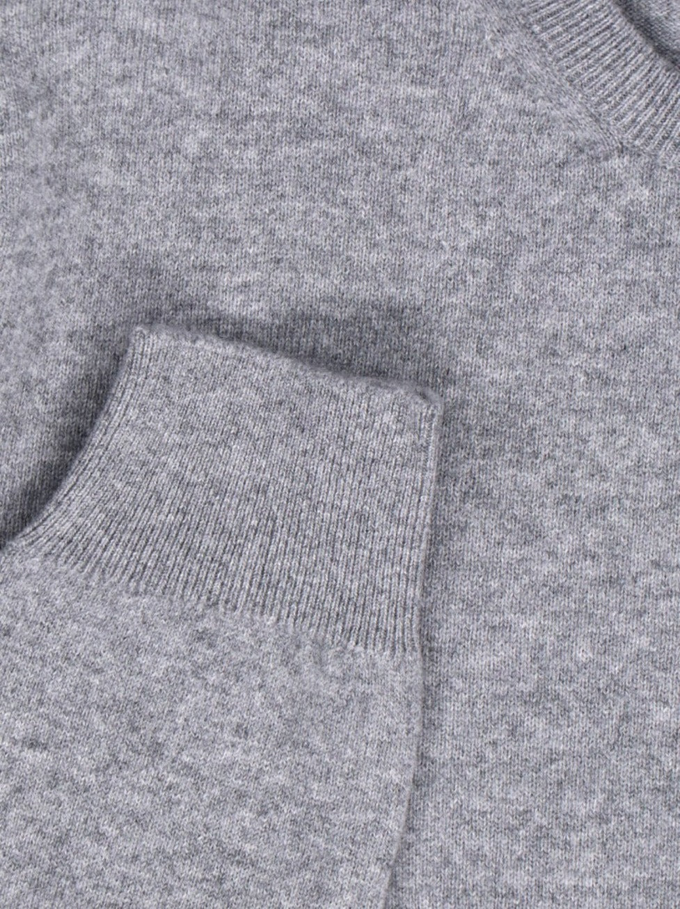 Cashmere Sweater Gray Crew Neck Ribbed Trim