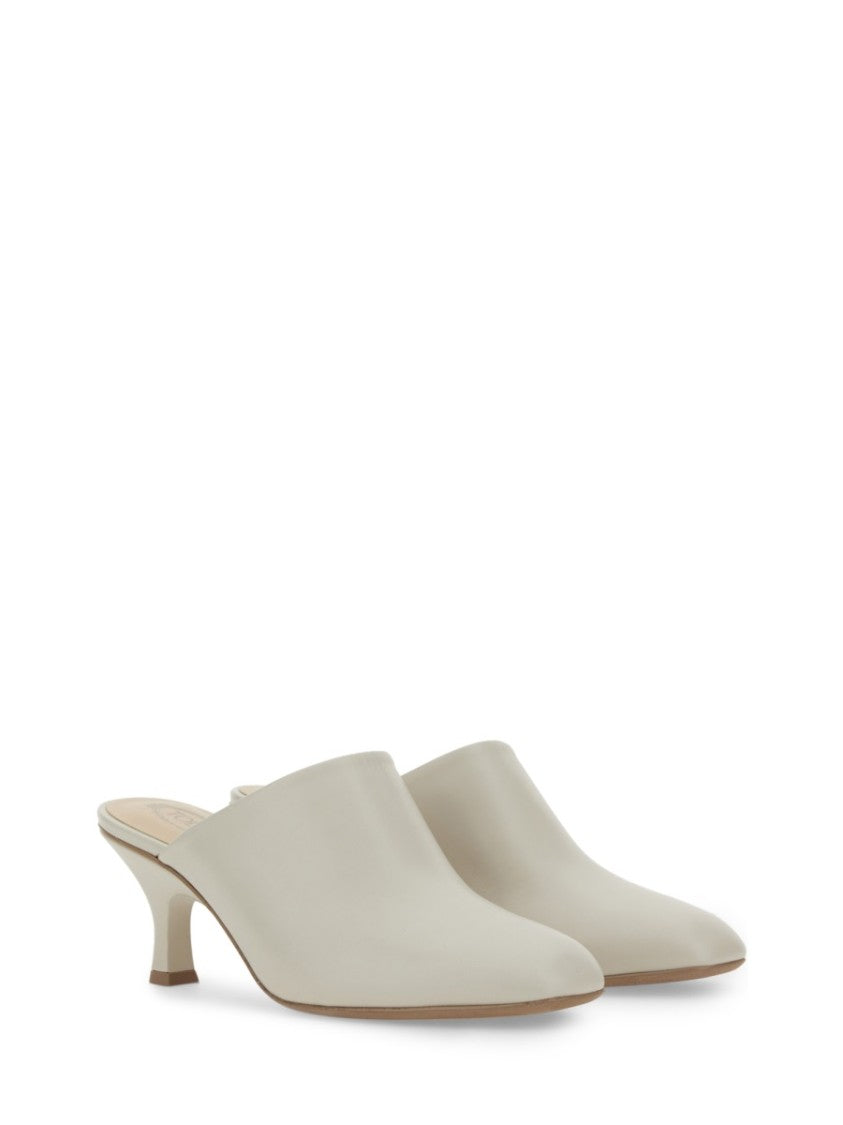 Backless Calfskin Sandals With Sophisticated Heel