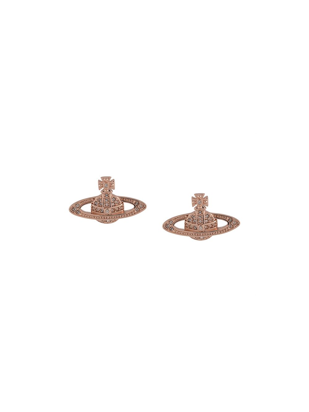 Orb Design Stud Earrings in Pink Gold-Tone Metal