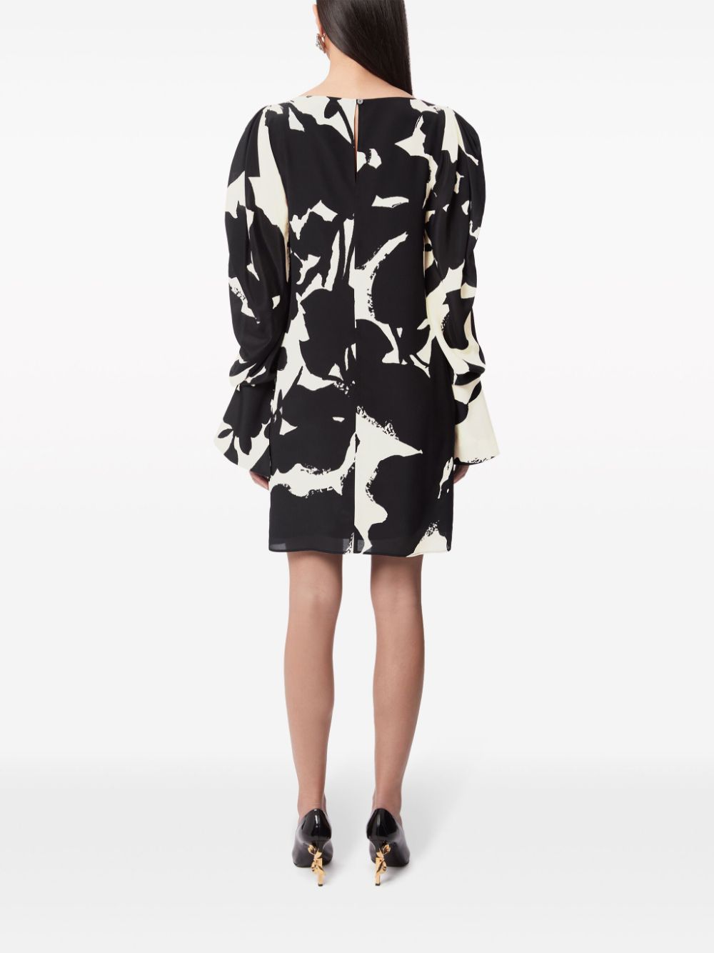 Abstract Print Silk Twill Shift Dress