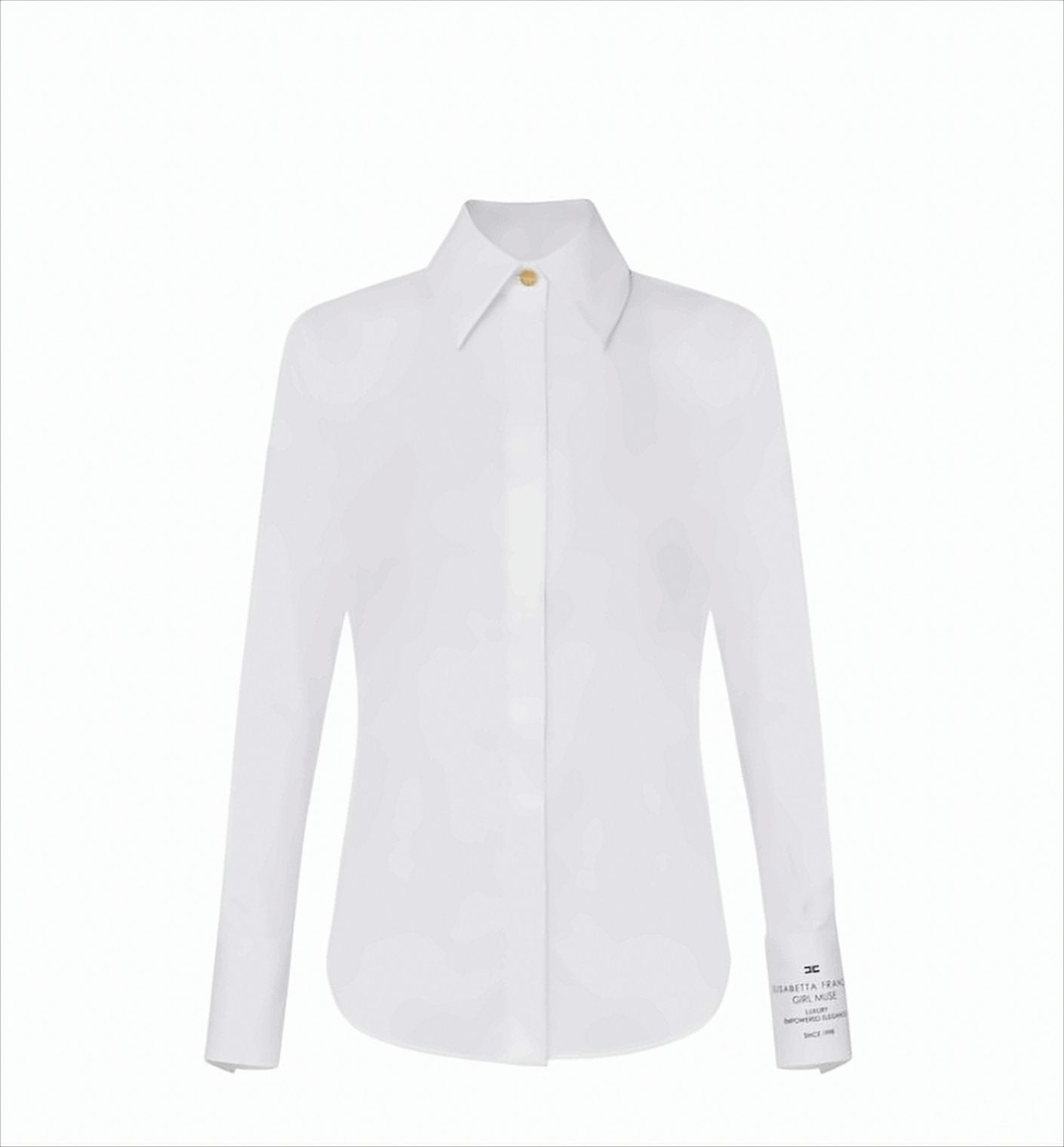 Crisp Cotton Poplin Shirt With Button-Embellished Collar