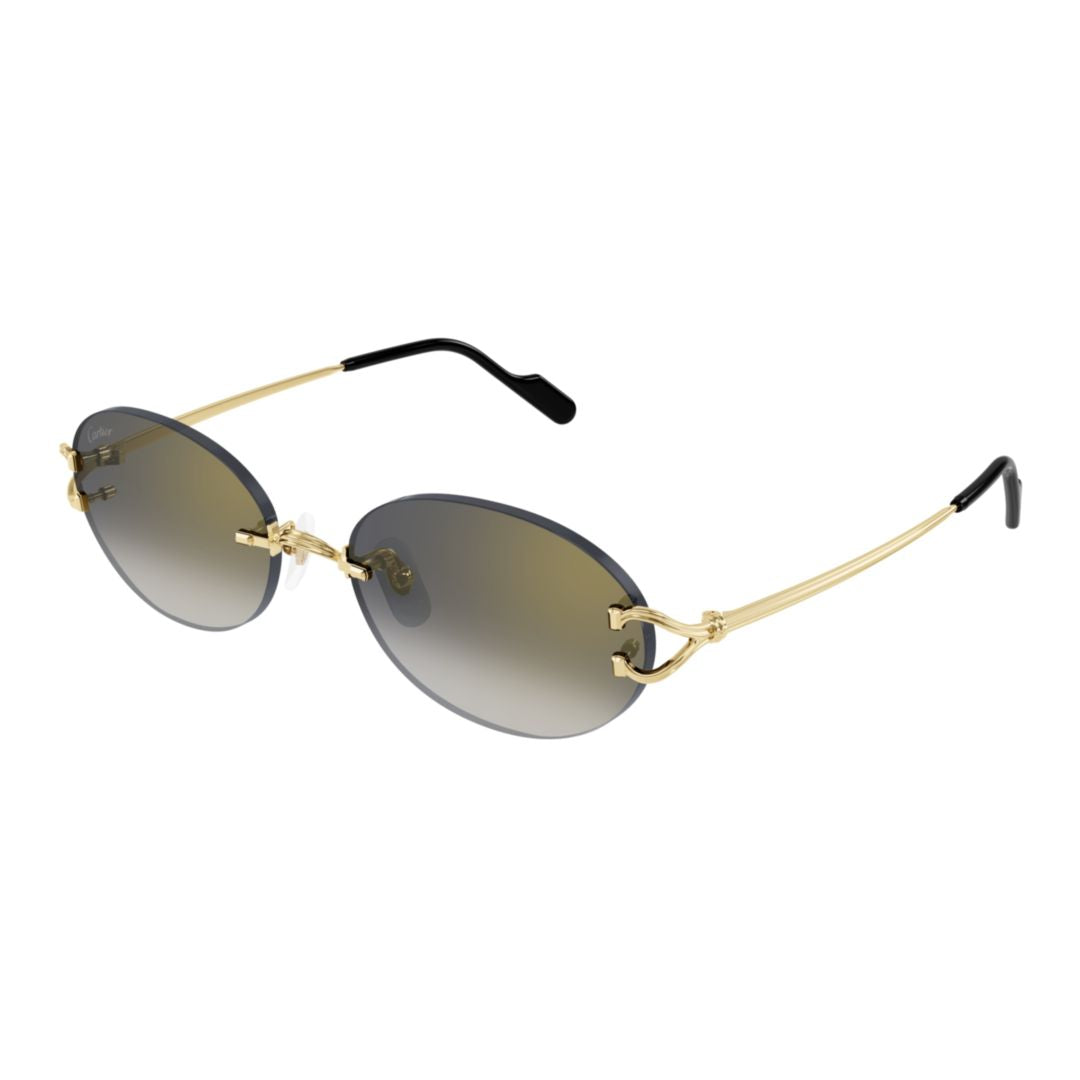 Rimless Oval Gradient Sunglasses With Gold Bridge