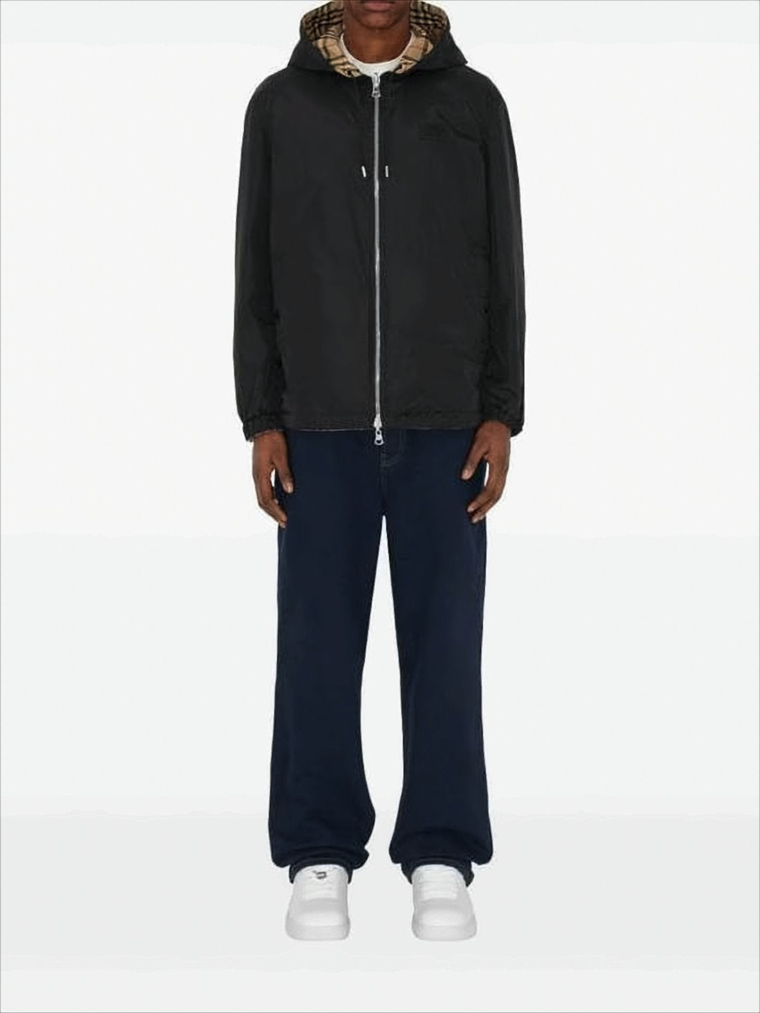 Reversible Check and Solid Hooded Jacket