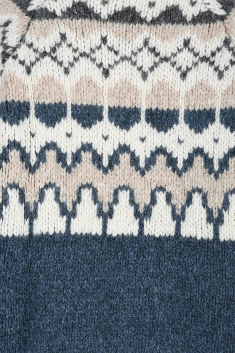 Women's Crew Neck Knit - Sky Blue/Beige
