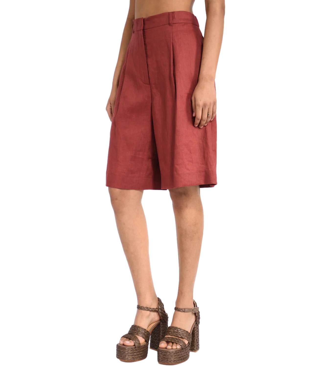 Red Virgin Wool Casual Shorts