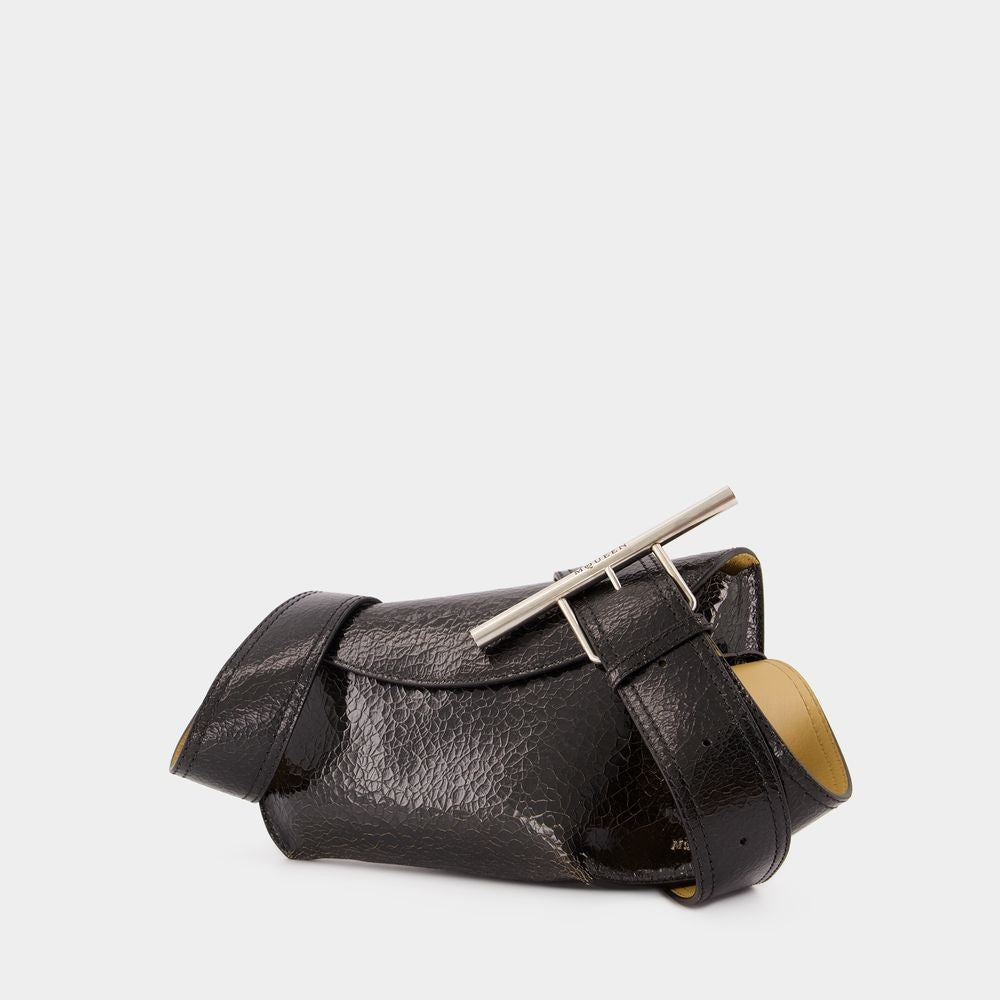 Sling Shoulder Bag - Leather - Black