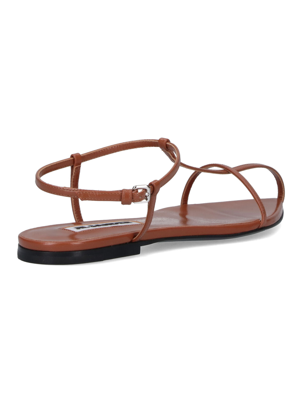 Leather Sandals, Brown, Round Open Toe