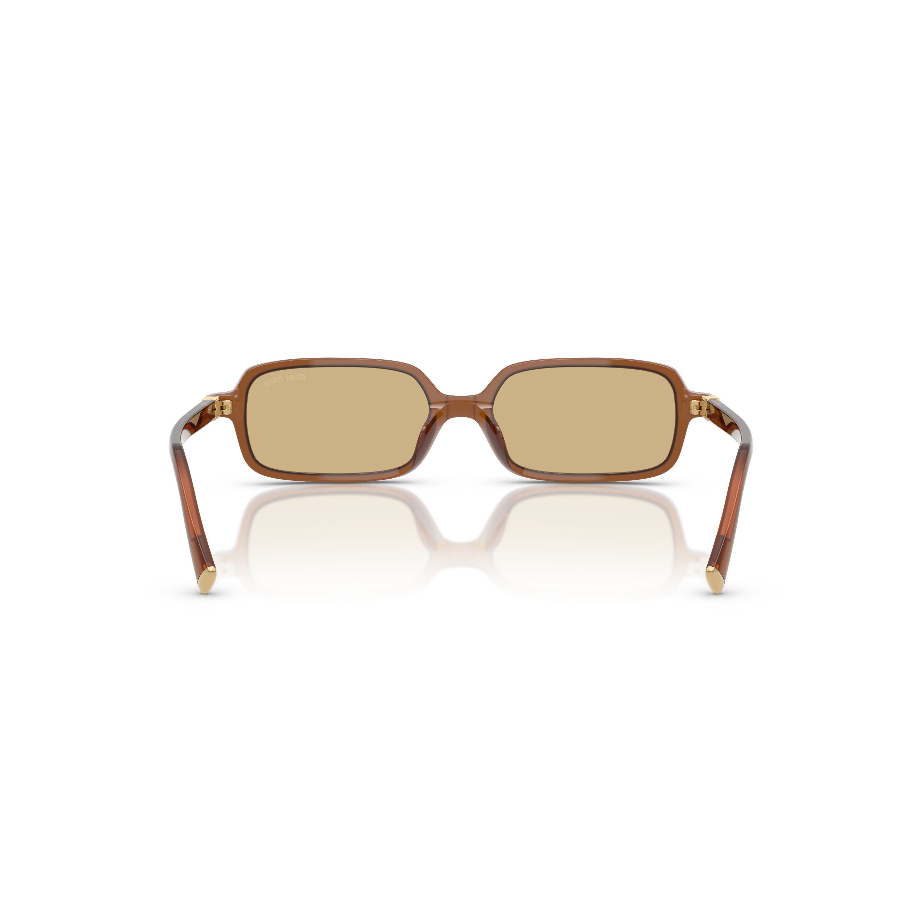 0mu 11zs Translucent Brown Acetate Rectangular Sunglasses