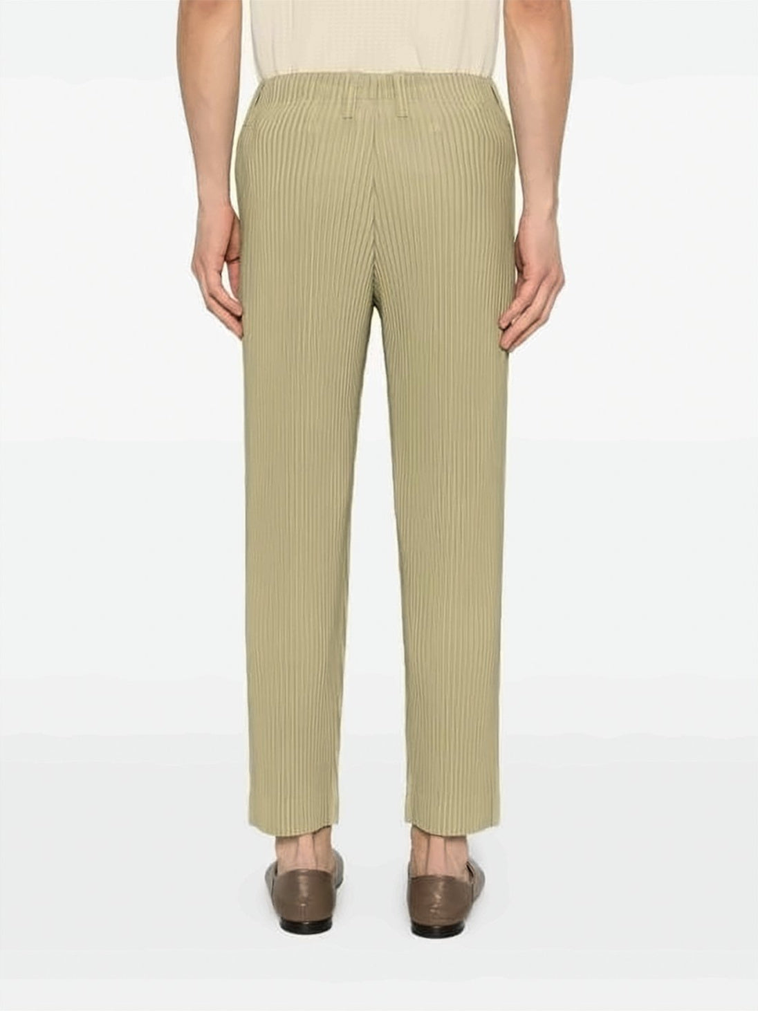 Pleated Textured Straight Pants