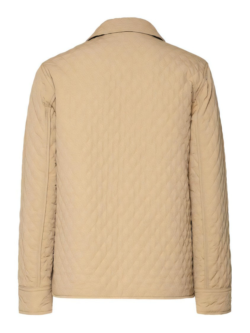 Classic Button-Up Quilted Jacket with Textured Pattern
