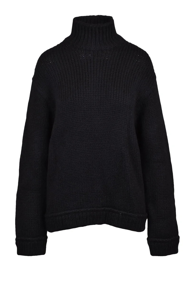 Alpaca Turtleneck Sweater - Black