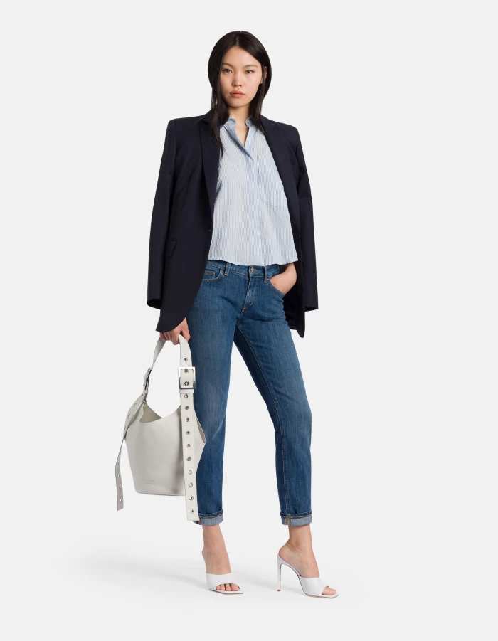 Cropped Straight-Leg Jeans with Rolled Cuffs
