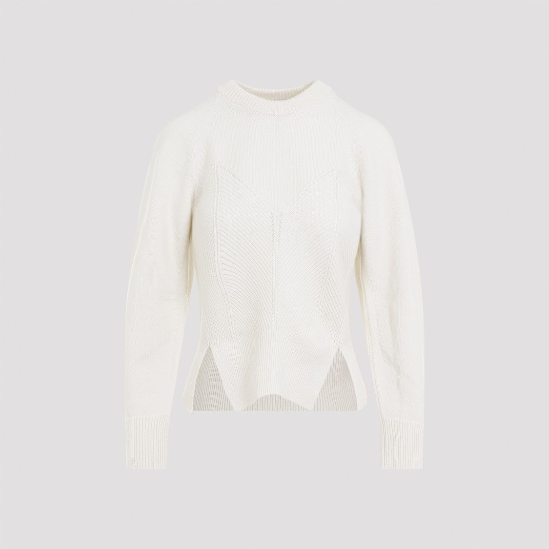 Chevron Ivory Cashmere Pullover