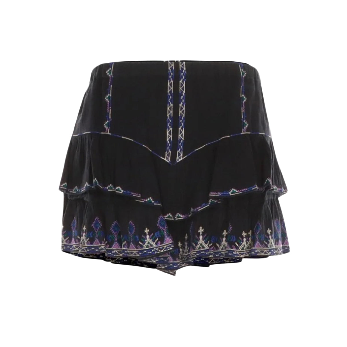 Layered Black Short Skirt with Ruffled Edges