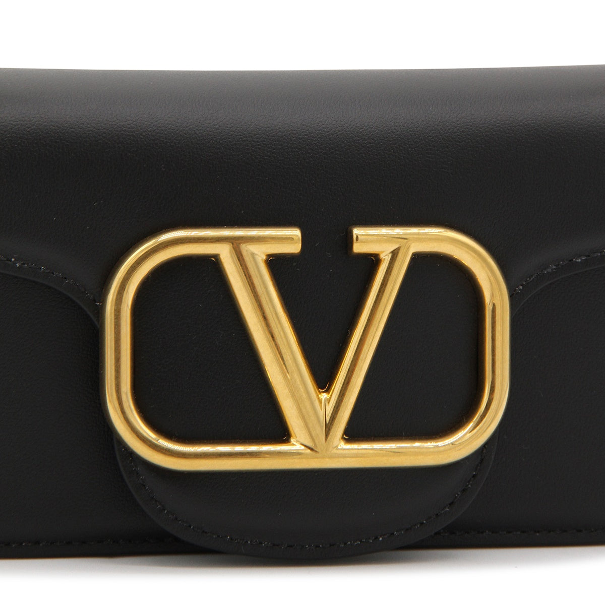 Rectangular Black Handbag with Gold Emblem