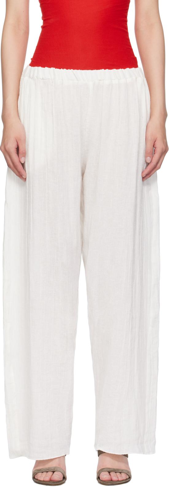 Wide-Leg Linen-Cotton Blend Pants