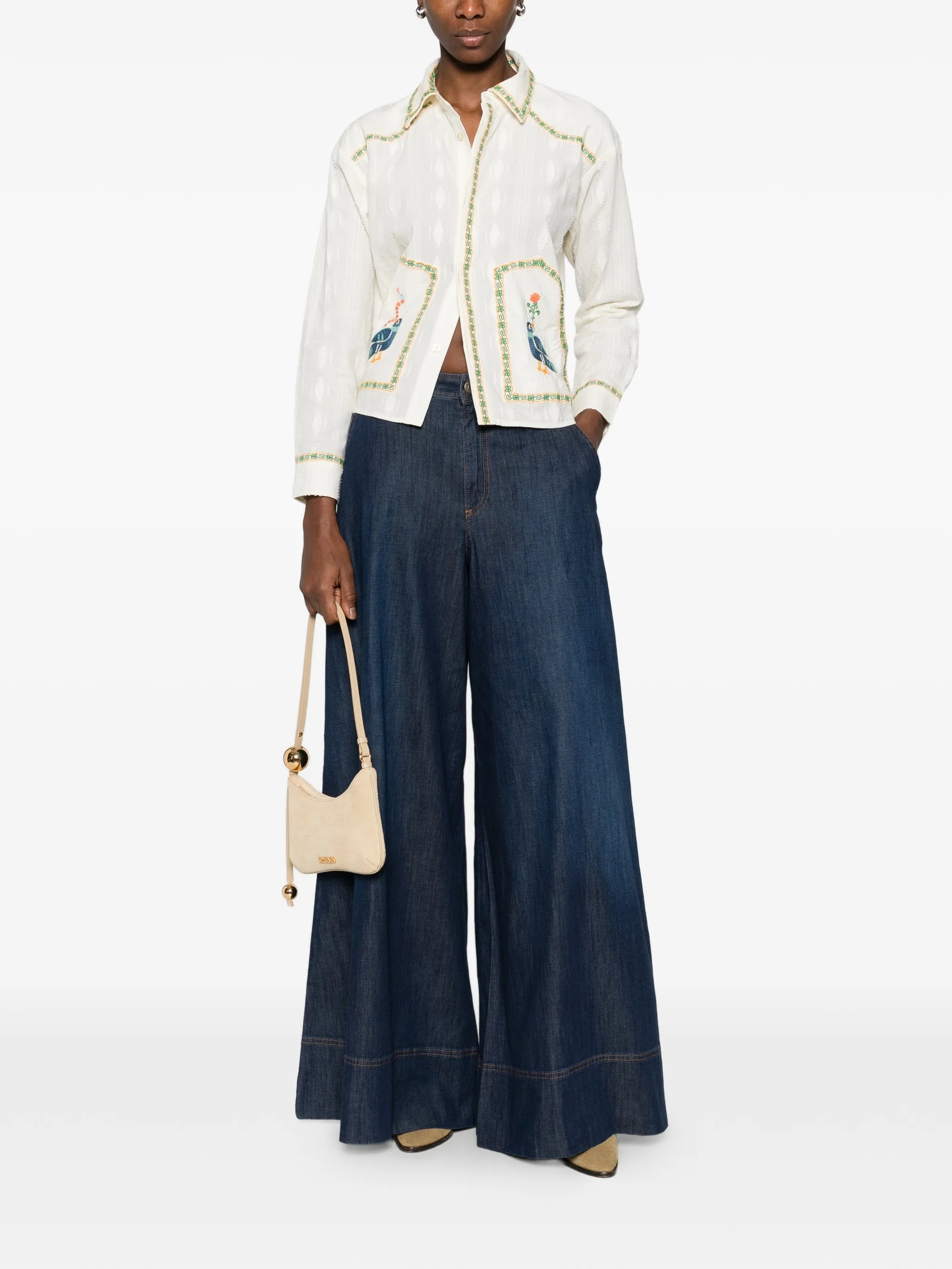 Dark Pantalone Wide-Leg Denim Jeans