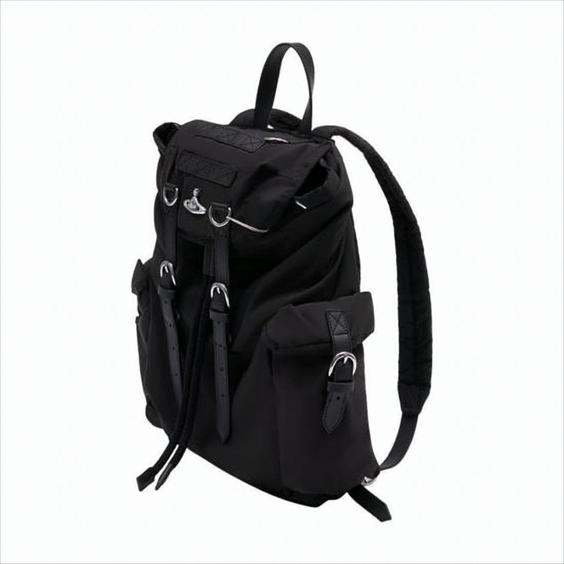 Structured Black Backpack with Flap Top