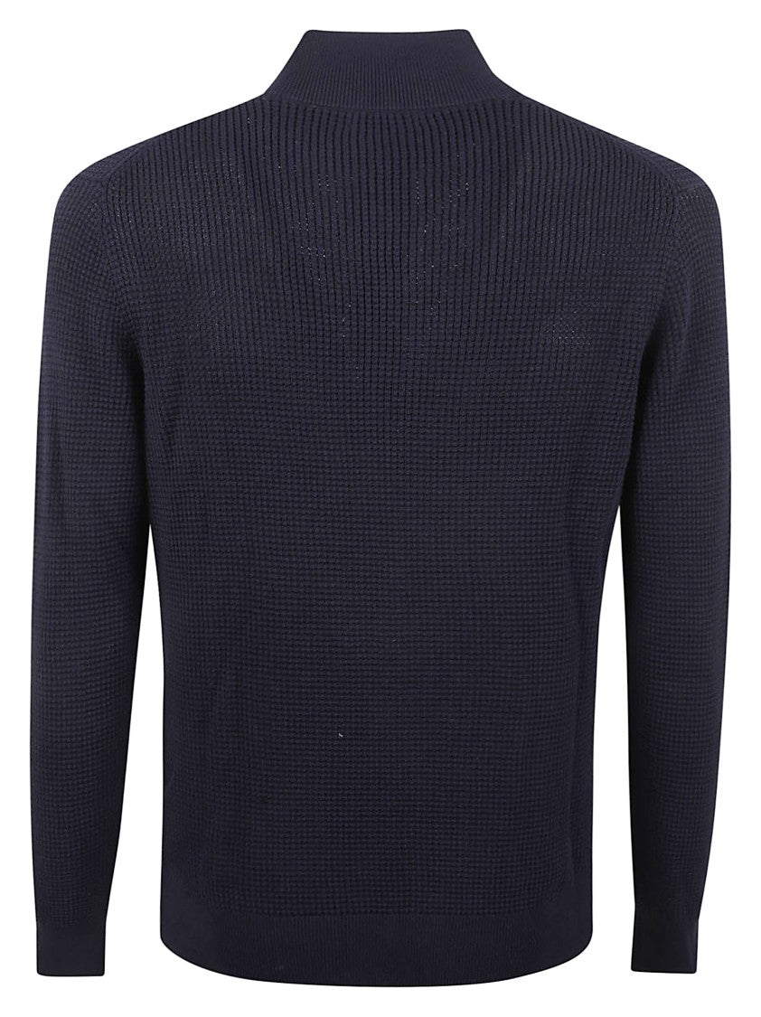 Textured Knit Sweater With Button-Up Front