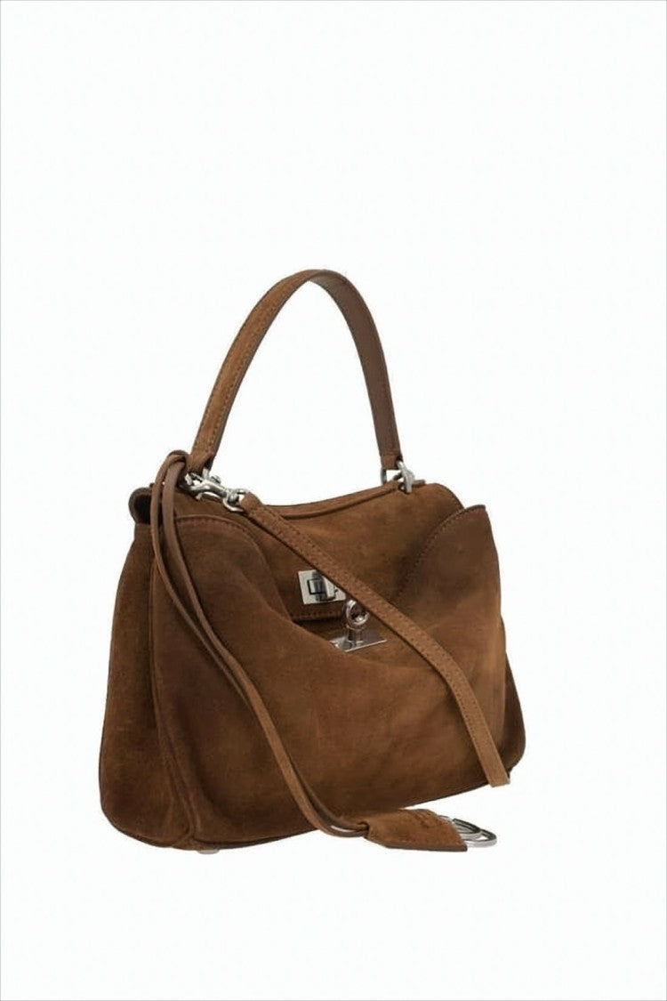 Medium Suede Crossbody Bag with Lambskin Lining