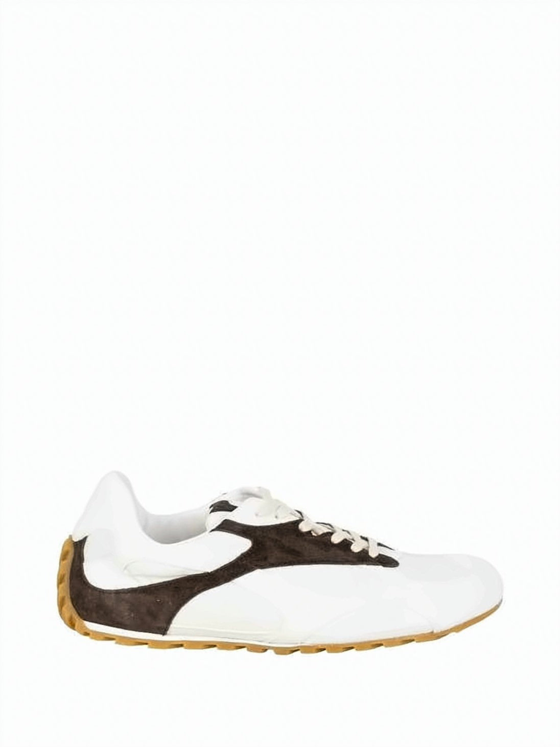 White Calf Leather Sneakers With Suede Accents