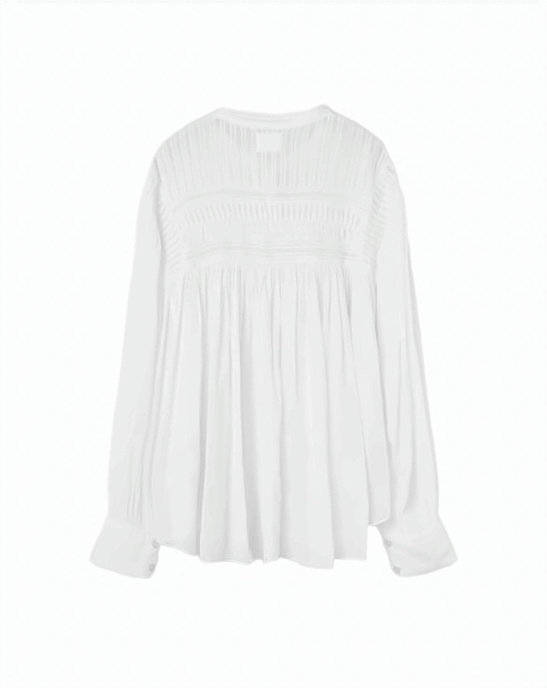 Textured White Oversized Shirt with Flared Cuffs