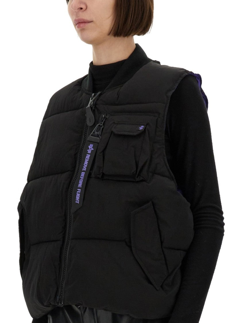 Puffy Sleeveless Vest With High Collar