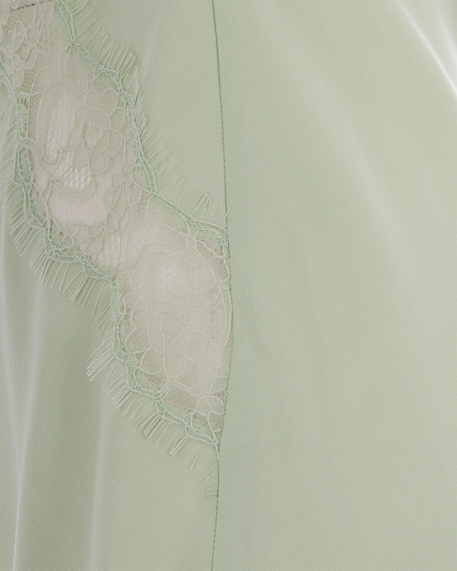 Celadon Twill Viscose Top With Intricate Lace Inserts
