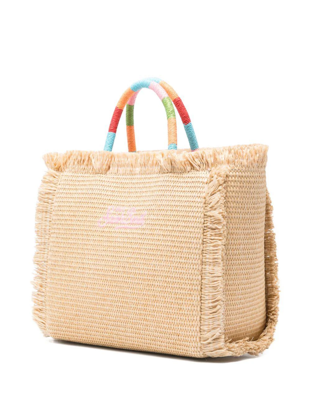 Rectangular Woven Tote Bag with Fringed Edges